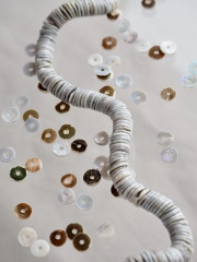 グリーンシェル#34【約0.4～0.5cm/1本約60cm】[メール便可-10袋まで] En:Shell Beads green shell 貝殻