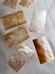 真珠貝プレート -マベガイ(長方形)【約3×5cm/1枚】[メール便可60枚] En: Shell Rectangle Cut, Gold lip 貝殻