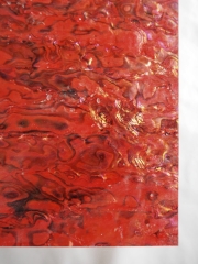 貝殻シート#32 ニュージーランドアバロン(着色レッド)【14×24cm 厚さ0.18-0.2mm 】En: Shell veneer, red colored-paua shell 貝殻