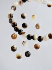 クロチョウガイ-丸ビーズ【約4mm(約10cm・約25個)】[メール便可]まとめ買い10%OFF #1324 En:Shell beads -Black MOP 貝殻