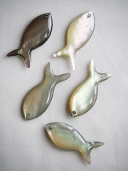 シェルビーズ - フィッシュ (クロチョウガイ)【約11×25mm/1個】 [メール便可]まとめ買い10%OFF #1068  En:Shell Beads -Black MOP 貝殻