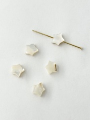 シェルビーズ-スター 横穴 8mm(シロチョウガイ)【約8mm/1個】[メール便可]まとめ買い10%OFF #1213 En:Shell Beads -White MOP 貝殻