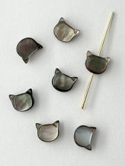 シェルビーズ - 縦穴オセロ キティ小(クロチョウガイ)【約7×6mm/1個】[メール便可]まとめ買い10%OFF #2104 En:Shell Beads -Black MOP- 貝殻