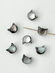 シェルビーズ - 横穴クロネコ キティ(クロチョウガイ)【約7×6mm/1個】[メール便可]まとめ買い 10%OFF#2105 En:Shell Beads -Black MOP- 貝殻