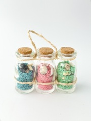 瓶-カラーサンド-【（３本で１組）縦約5ｃｍ 横約7ｃｍ/1組】 En:  colored sand in bottles (Size:5-7cm, per 3bottles)