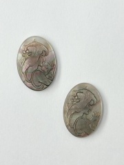 カメオ - ガール (クロチョウガイ)【約18×25mm/1個】[メール便可] まとめ買い10%OFF #2141 En:-Shell cameo -Black MOP 貝殻
