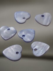 シェルプレートビーズ - ハート ブルー(淡水真珠貝)【約12ｍm】[メール便可] #303 En:Shell accessory,shell, freshwater pearl 貝殻