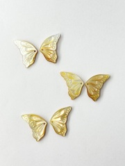 シェルビーズ-バタフライ-小-両羽ペア(シロチョウガイ)【約20×12mm(片羽サイズ)/1ペア】[メール便可]まとめ買い10%OFF #2166 En:Shell Beads -White MOP 貝殻