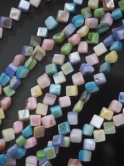 淡水真珠貝 -パステルカラー- キューブ【約6mm】＃240[メール便可]   En:Freshwater pearl MOP - Shell Beads 貝殻