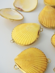 貝殻の小物入れ-ヒオウギガイ黄系-【6cm前後/1個】 En:  Shell coin purse -Pecten Nobilis purple- (size:approx.6cm, per 1pcs)