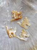 シェルビーズ - トラネコ キャット(シロチョウガイ)【約17×15mm/1個】[メール便可]まとめ買い #267 En:Shell Beads -White MOP-