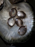 シェルチャーム -クロチョウガイ オーバル【約35×20mm】[メール便可] #265a En:Shell parts -Black MOP-