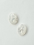 カメオ - 猫 (シロチョウガイ)(オーバル)【約16×12mm/1個】[メール便可]まとめ買い10%OFF #2171 En:Shell cameo -White MOP- 貝殻