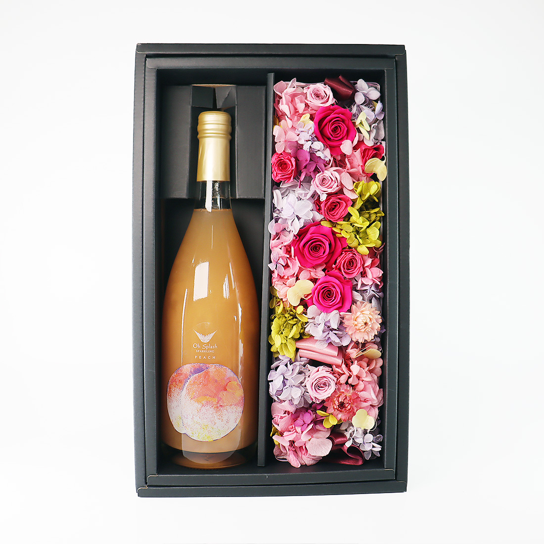 【送料無料】プリザーブドフラワー とOhsplash PEACH (オースプラッシュ ピーチ)  セット 箱入・ラッピング付き