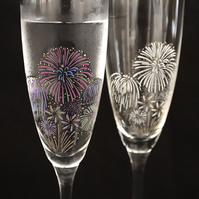 冷感花火 シャンパングラスペアセット 箱入 | 丸モ高木陶器