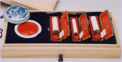 印鑑セット 木製箱付き ハンコ　象牙調　ハンコ印材　ケース入り3本セット 印鑑ケース 鍵つき 木製/印箱 社印箱（ハンコ・インク）の