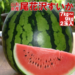 《送料無料》山形県産 尾花沢すいか 縞無双HG 2.3L(7～9kg)  秀品 2玉入