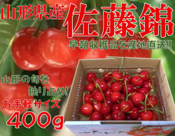 09【お手軽サイズで独り占め】山形県産さくらんぼ 佐藤錦 秀品 L玉 バラ詰 400g 【まだ間に合う!!】
