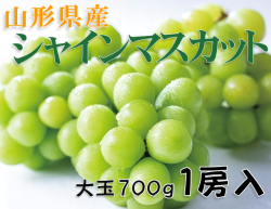 《送料無料》 山形県産 シャインマスカット 大玉 700ｇ前後 1房入 種なし葡萄《贈答用に最適》《大人気!!》