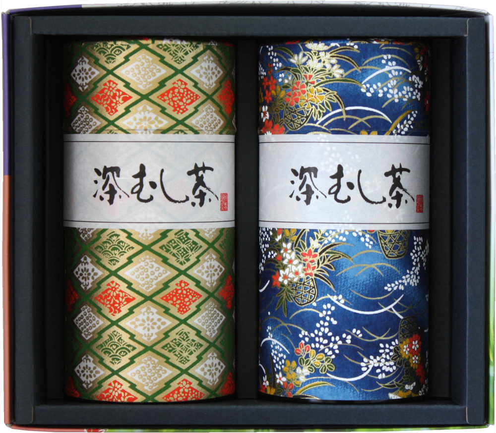 香典返し（法要）お茶（静岡茶・掛川茶）ギフト深蒸し掛川茶掛川の誉和紙缶入200ｇ×2缶セット【ラッピング有り・熨斗名前入り・紙手さげ無料】