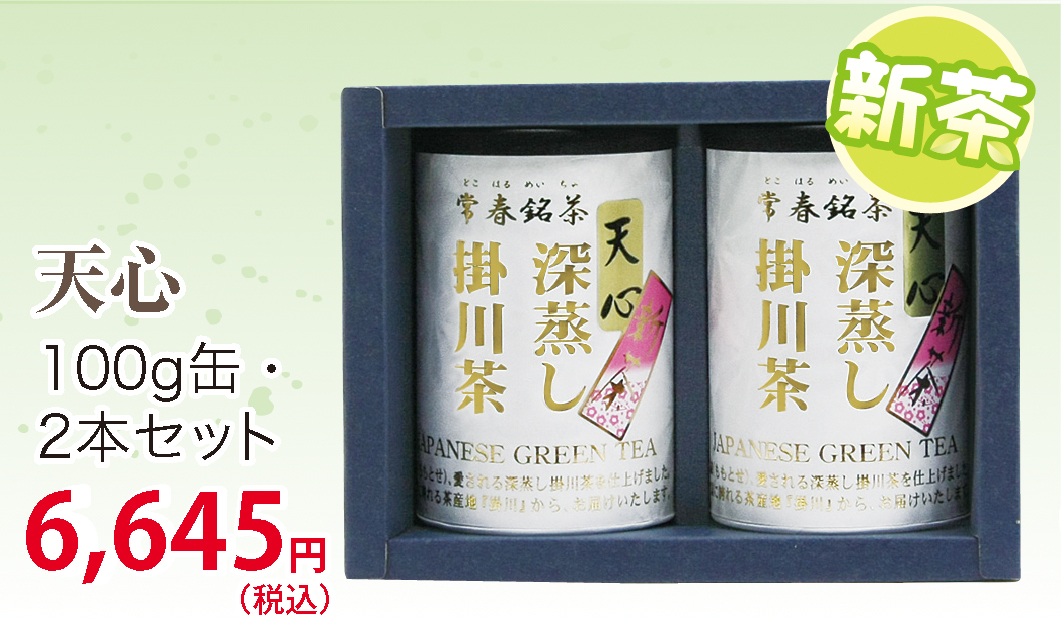 新茶【手摘み・深蒸し掛川茶】天心100ｇ×2缶セット【発送：2026年4月28日頃から】【ラッピング有り】