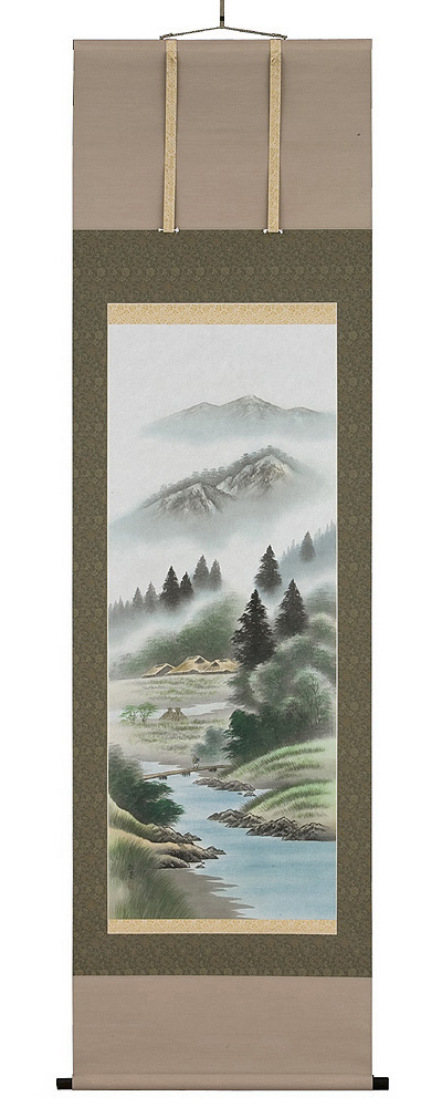彩色山水　岱　招鳳（直筆）   画像　掛軸（掛け軸）　