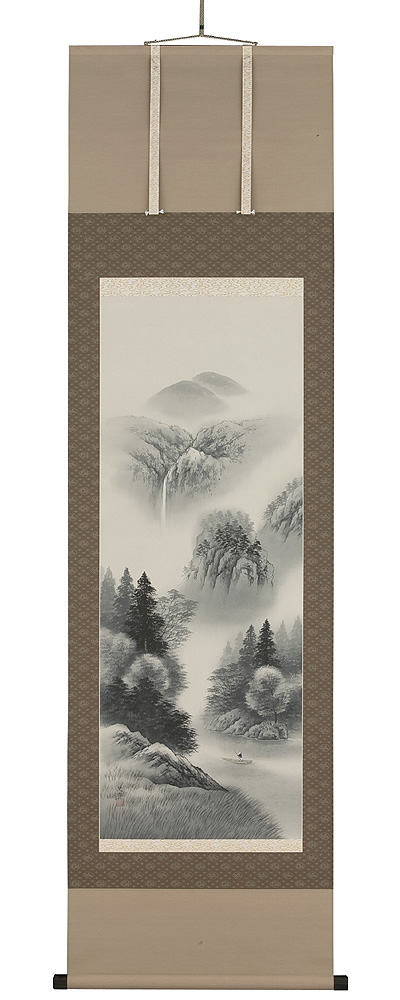 水墨山水　井原史朗（直筆） 画像　掛軸（掛け軸）　