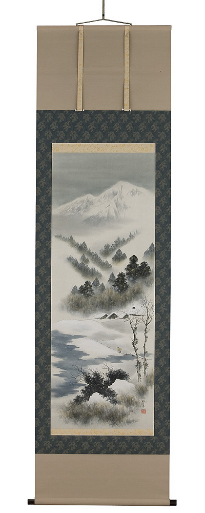 雪嶺山水　倉地邦彦（直筆）  画像　掛軸（掛け軸）　