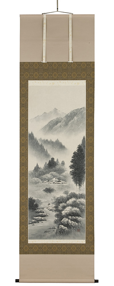 水墨山水　倉地邦彦（直筆）  画像　掛軸（掛け軸）　