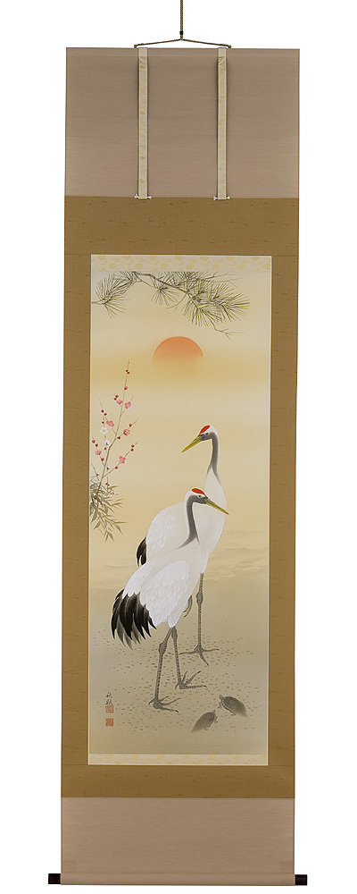 陽光双鶴 加野秋谿（直筆）　掛軸（掛け軸）