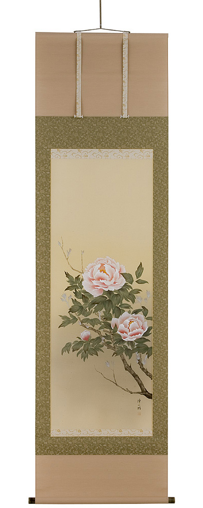 牡丹　堀江伸一郎（直筆）　掛軸（掛け軸）　