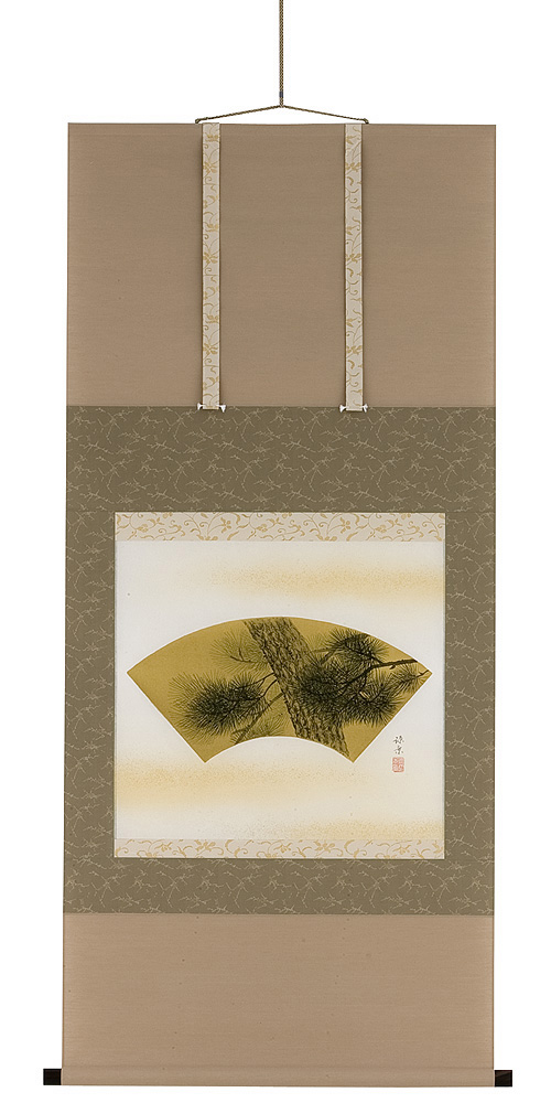 扇面老松 野々村源景（直筆）　掛軸（掛け軸）画像