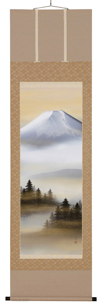 掛け軸　「富士山水」 楽天市場】掛け軸【富士山水：富士麗浄/MB3-008】丈164cm×幅44.5