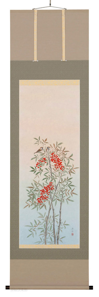 南天に雀　鈴木秀湖【直筆作品】