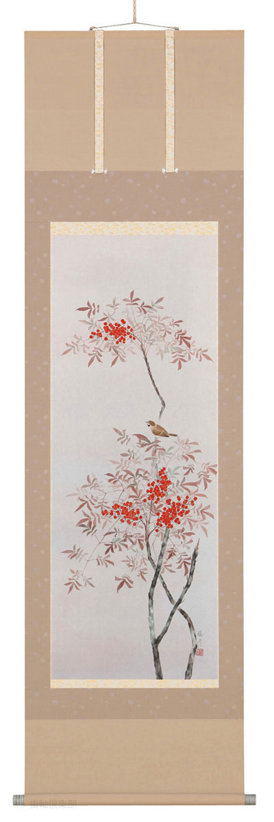南天に雀　稲垣雅彦【直筆作品】