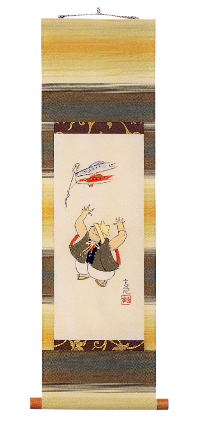 ミニ掛け軸　かぶと の掛軸（掛け軸）