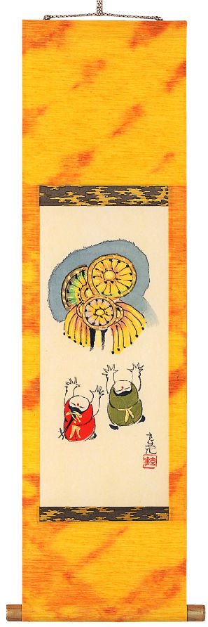 ミニ掛け軸（立型）今井玄花　花火（直筆）　 の掛軸（掛け軸）