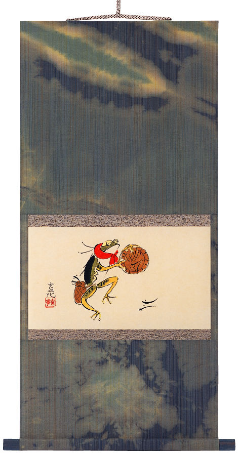 ミニ掛け軸 かえるの踊り の掛軸（掛け軸）