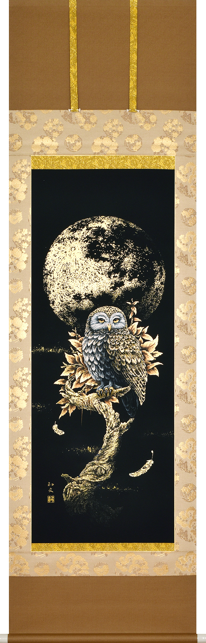 A3459 西嶋和文 黄金月宵梟 尺五3立