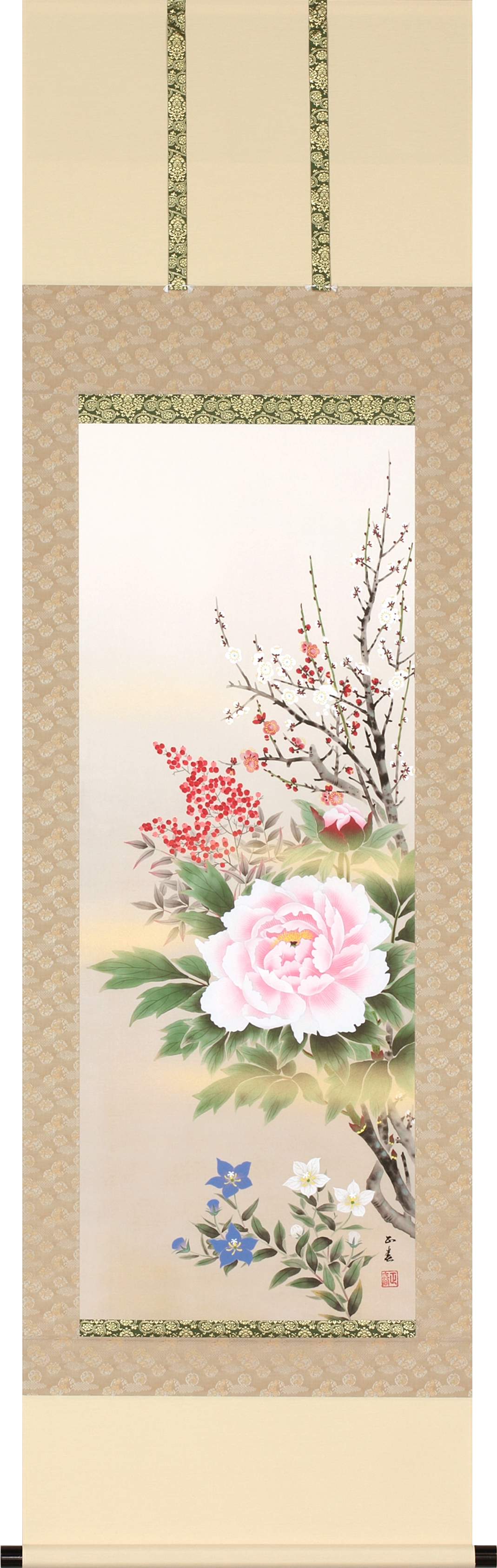 四季花　中野長春　尺五立（印刷工芸品）