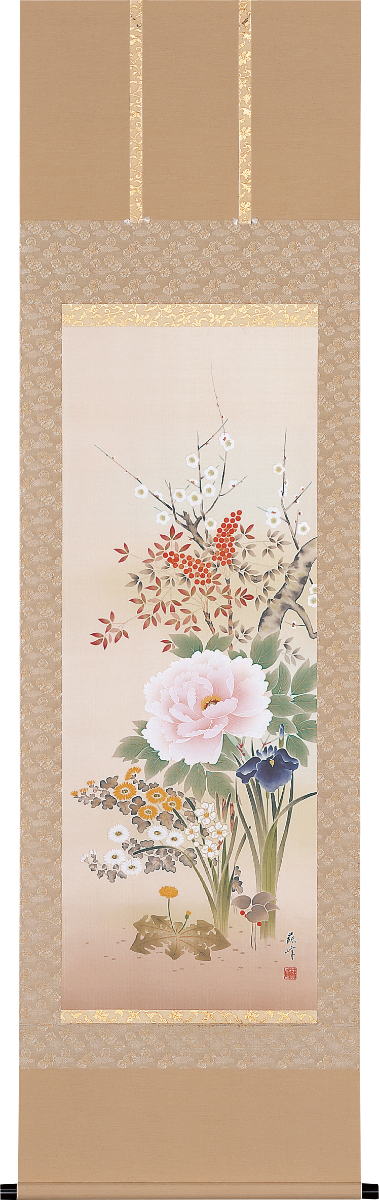 四季花　富岡蘇峰　尺五立（印刷工芸品）