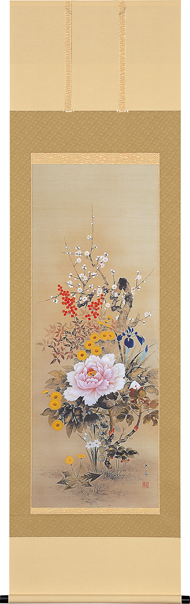 四季花　石田大寿　尺五立（印刷工芸品）