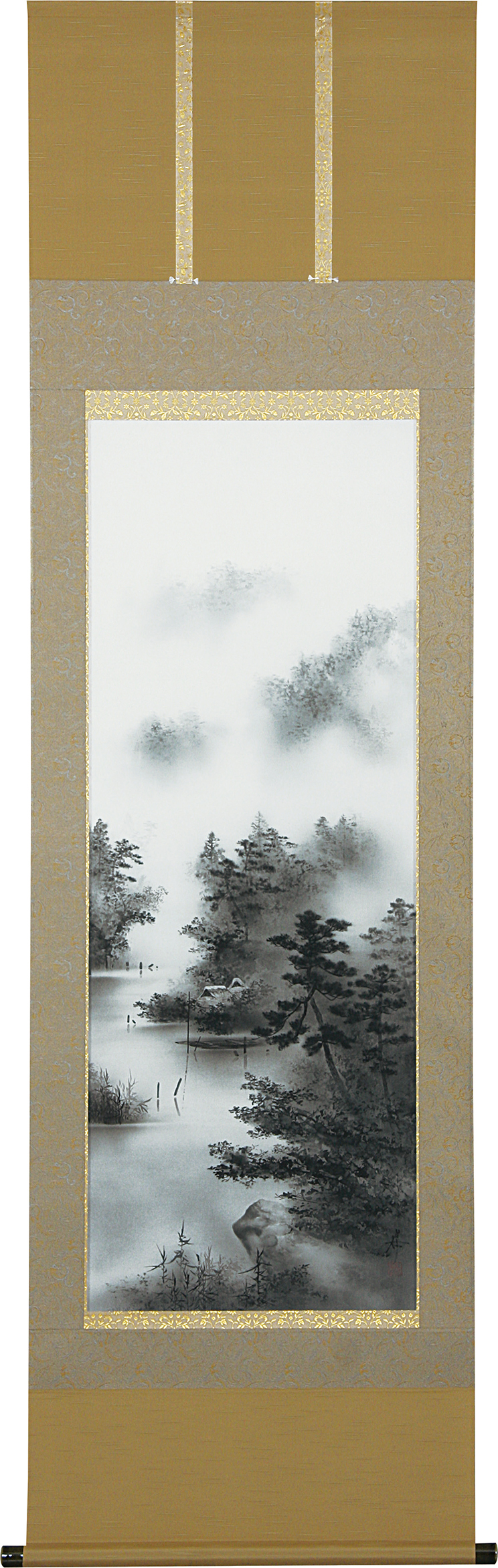 水墨山水　中澤勝　尺五立（直筆）