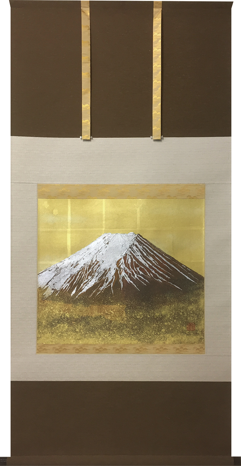 金箔工芸 吉祥富士（作家　木戸口　善夫）尺八横
