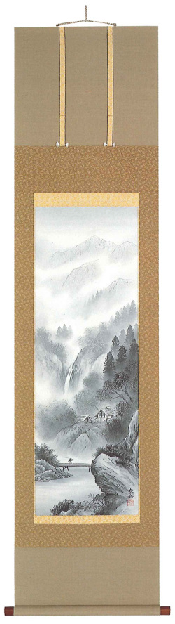 水墨山水　遠藤春岳（直筆） の掛軸（掛け軸）
