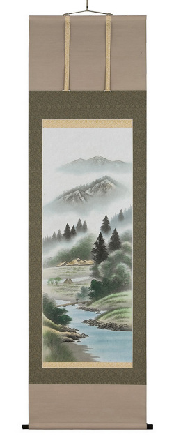 彩色山水　岱　招鳳（直筆）   画像　掛軸（掛け軸）　