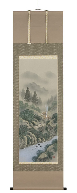彩色山水　川村和香（直筆）  画像　掛軸（掛け軸）　