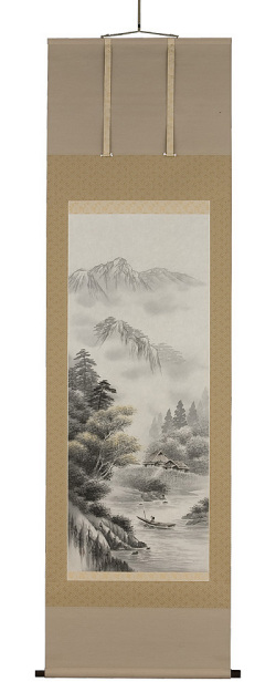水墨山水　森　雪堂（直筆） 画像　掛軸（掛け軸）　