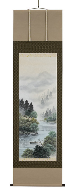 彩色山水　小酒井桜谷（直筆）   画像　掛軸（掛け軸）　
