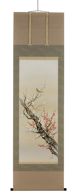 梅に鶯　宮沢湖春（直筆）　掛軸（掛け軸）　